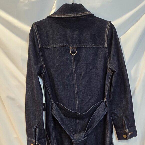 NWT Liverpool Duster Jacket Size XS Blue Trench Belt Pockets - Picture 6 of 9